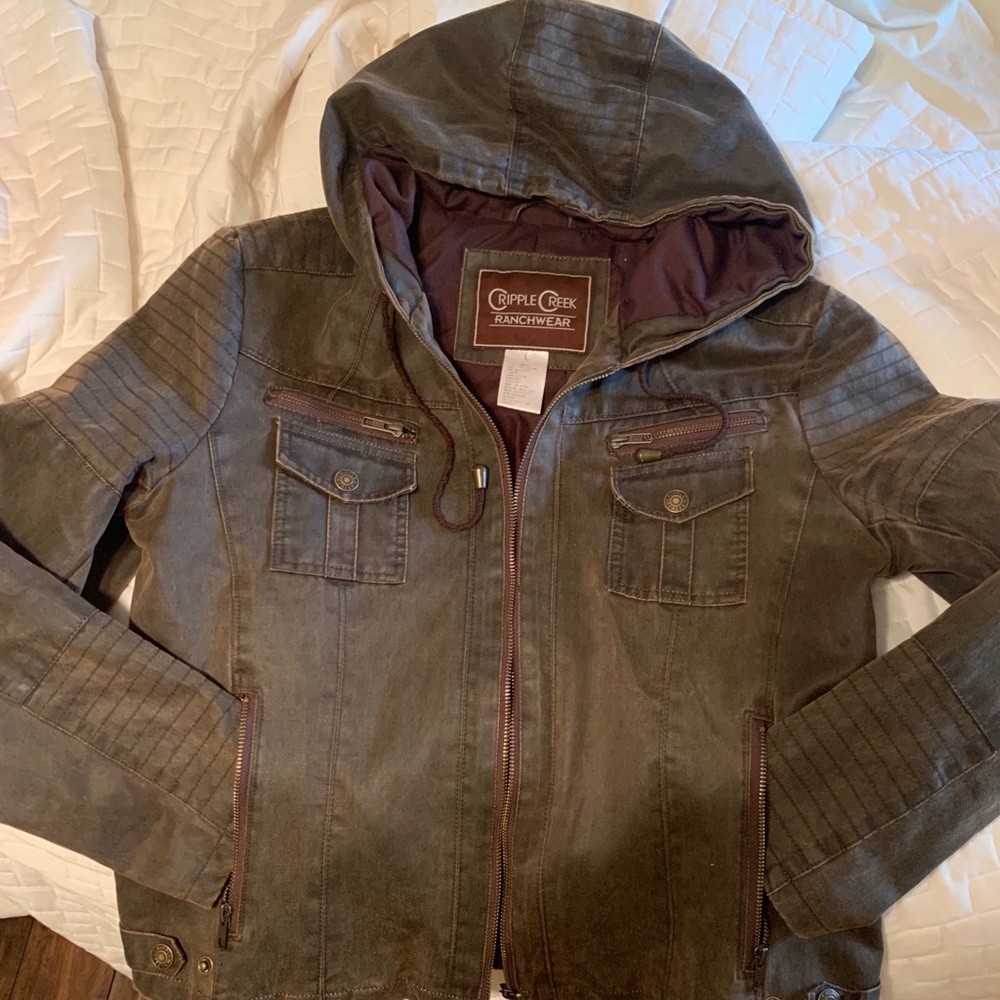 Hooded leather jacket